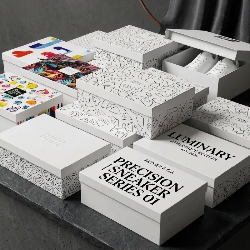 Custom White Shoe Boxes with logo (2)